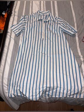 Old Navy Blue and White Striped Shirt with Pockets